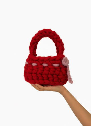 Sac à main nœud tricoté rouge