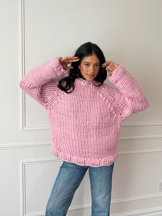 Pull en maille à grosses mailles et nœud avec épaules dénudées rouge