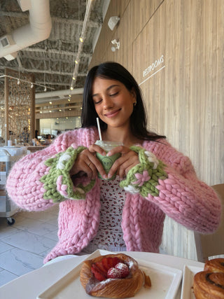 Breloque de pull en tricot épais Fleur de pistache