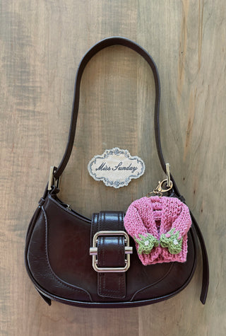 Pink Flower Chunky Knit Sweater Charm