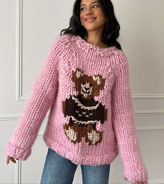 Pull en maille à grosses mailles et nœud avec épaules dénudées rouge