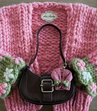 Pink Flower Chunky Knit Sweater Charm